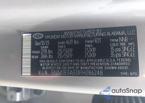 2023 Hyundai Tucson Limited z USA, uszkodzony, nr VIN 5NMJE3AE0PH286248